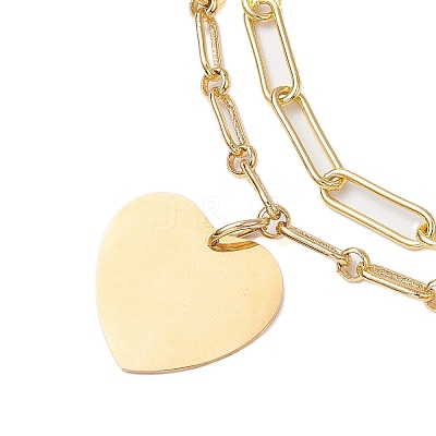 Brass Paperclip and Figaro Chains Anklets AJEW-AN00597-1