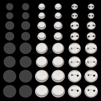 100 Sets 4 Styles Flat Round Sublimation Blank Badge Button Parts DIY-TA0013-64-1