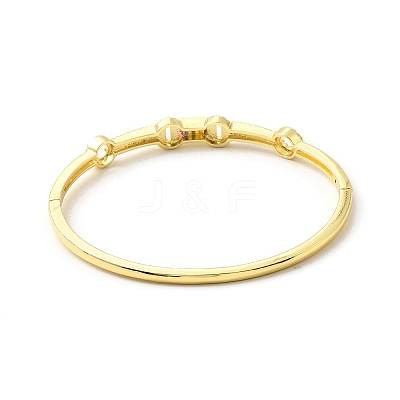 Rectangle & Donut Colorful Cubic Zirconia Hinged Bangle BJEW-G659-02G-1