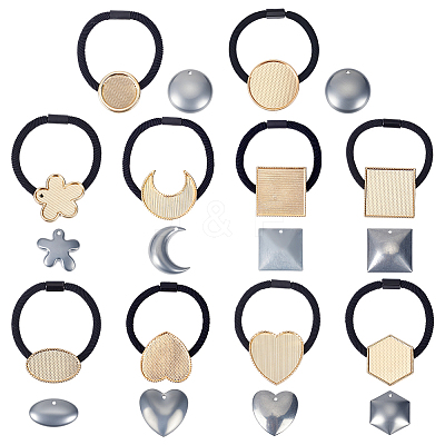 10Bags 10 Styles Metal Elastic Hair Ties Findings OHAR-ME0001-15-1