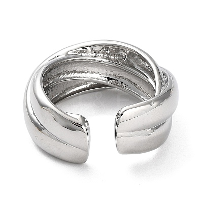 Rack Plating Brass Criss Cross Open Cuff Rings for Women RJEW-Q777-04P-1
