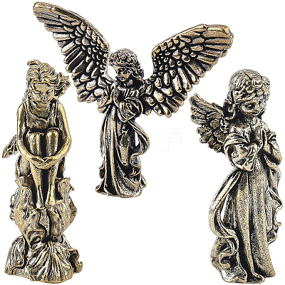 3Pcs 3 Styles Brass Angel Display Decorations DJEW-SP0001-48-1