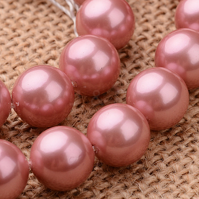Polished Round Grade A Shell Pearl Bead Strands BSHE-M027-6mm-13-1