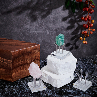 Square Acrylic Display Stands for Raw Stone Mineral ODIS-WH0028-97-1