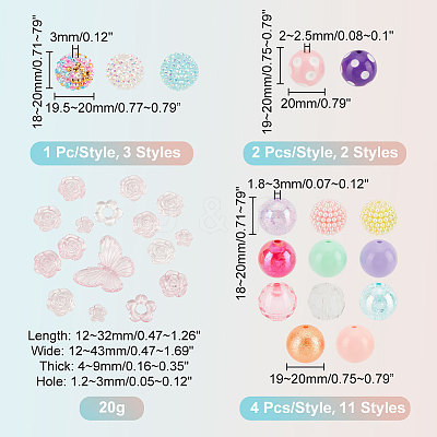 17 Style Mixed Style Acrylic & Resin Beads Sets OACR-PH0004-03-1