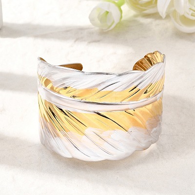 304 Stainless Steel Cuff Bangles for Women BJEW-F509-02A-G-1