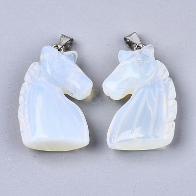 Carved Opalite Pendants G-N0327-002N-1