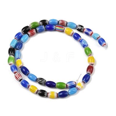 Handmade Millefiori Glass Oval Beads Strands LK-Z001-02A-07-1