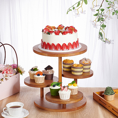 4-Tier Wooden Round Tiered Display Riser Stands for Jewelry ODIS-WH0086-168-1