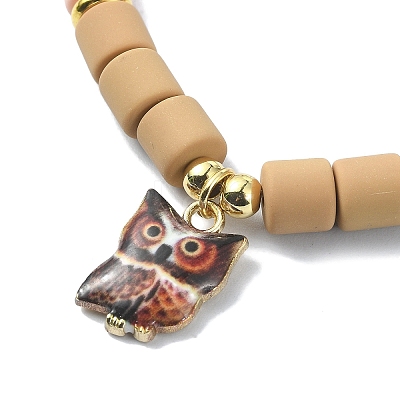 Polymer Clay Column Beaded Stretch Bracelets BJEW-JB09782-04-1