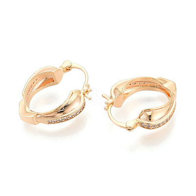 Brass Micro Pave Cubic Zirconia Heart Hoop Earrings EJEW-T048-36G-1