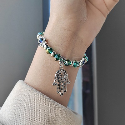 Alloy Turkiye Hamsa Hand Pendant Bracelets XI4763-6-1