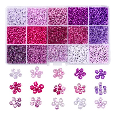 12000Pcs 15 Style 12/0 Glass Round Seed Beads SEED-YW0001-40A-1