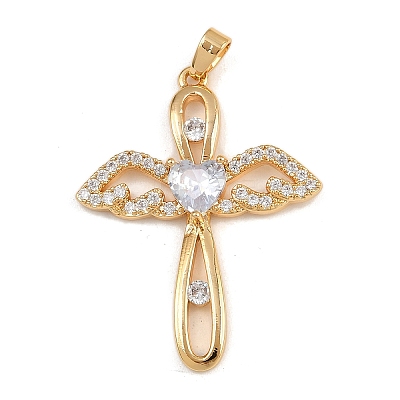 Brass Micro Pave Cubic Zirconia Pendants KK-F910-19G-1