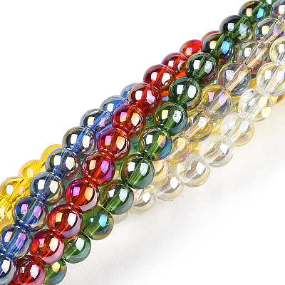 Electroplate Transparent Glass Beads Strands GLAA-T032-T4mm-AB-1