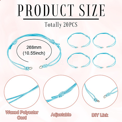 20Pcs Waxed Polyester Cord Bracelet Making AJEW-TAC00088-1
