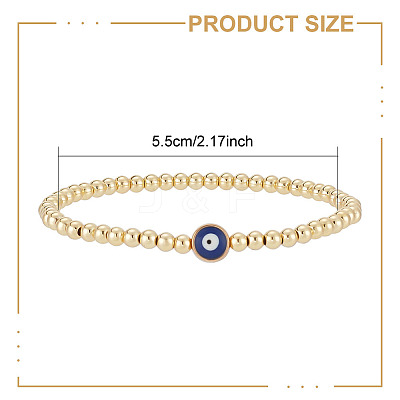 5Pcs Brass Beaded Stretch Bracelets Set BJEW-AN0001-03-1