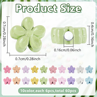60Pcs 10 Colors Zinc Alloy Beads FIND-AR0006-28-1