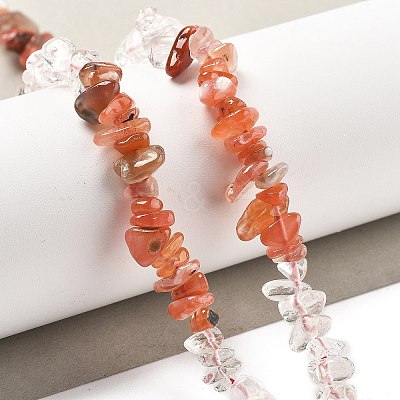Natural Quartz Crystal & Carnelian Beads Strands G-L610-A29-01-1