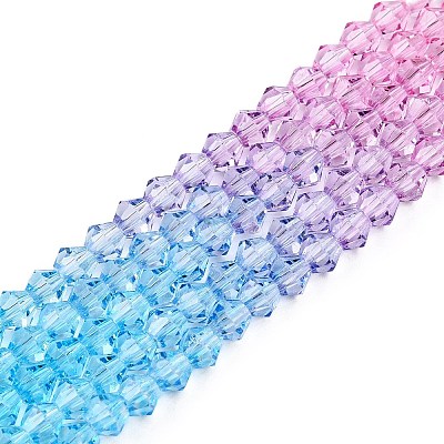 Gradient Color Baking Paint Glass Bead Strands DGLA-A039-T4mm-A07-1