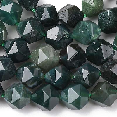 Natural Moss Agate Beads Strands G-F523-37-8mm-1