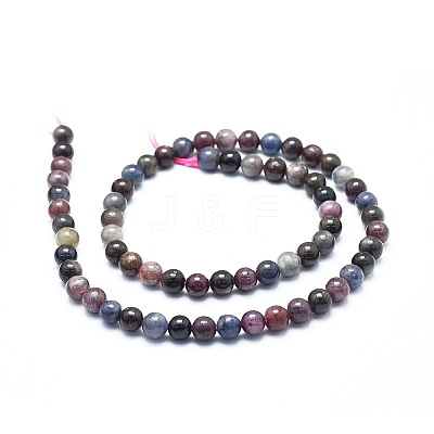 Natural Africa Red Corundum/Ruby and Sapphire Beads Strands G-D0010-01A-6mm-1