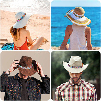 2pcs 2 style Jute Braided & Plastic Hat Belt Sets FIND-CA0008-49-1
