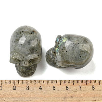 Halloween Natural Labradorite Skull Figurines DJEW-L021-01F-1