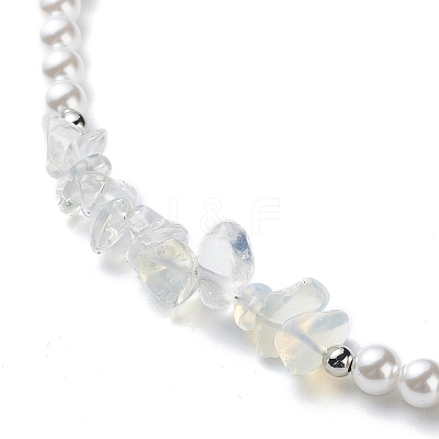 Plastic Pearl Daisy Pendant Dangle Earrings & Stretch Bracelet & Pendant Necklace SJEW-JS01256-1