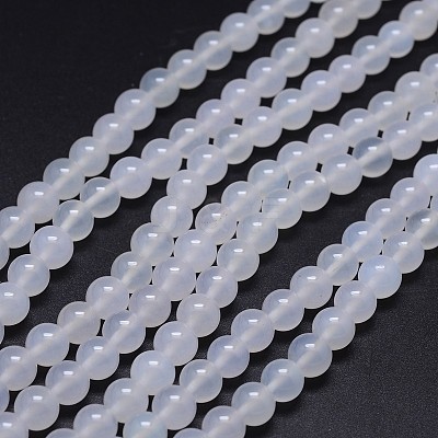 Grade A Natural White Agate Round Beads Strands X-G-F256-01-8mm-A-1