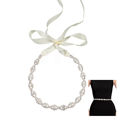 Metal Full Crystal Rhinestone Horse Eye Bridal Waist Belts for Wedding Dress AJEW-WH20080-65A-S-1