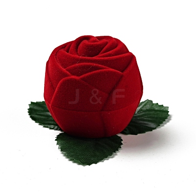 Flocking Plastic Rose Finger Ring Boxes CON-C015-01B-1