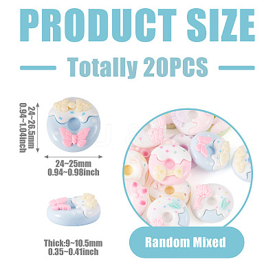 20Pcs Opaque Resin Decoden Cabochons RESI-TADJ0001-20-1