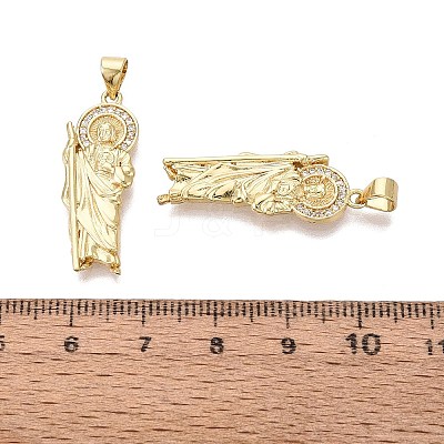 Religion Brass Micro Pave Clear Cubic Zirconia Pendants KK-N287-46I-G-1
