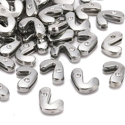 Letter Slider Beads for Watch Band Bracelet Making ALRI-O012-L-NR-1