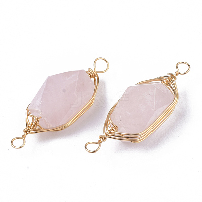 Natural Rose Quartz Links connectors G-T131-04D-1
