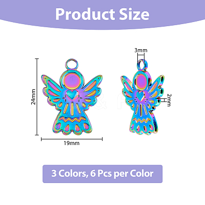 18Pcs 3 Colors Ion Plating(IP) 304 Stainless Steel Pendants STAS-DC0013-98-1