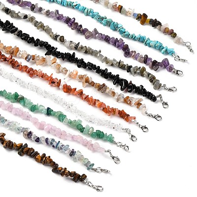 12Pcs Mixed Gemstone Chip Beaded Necklaces for Women G-B122-04-1