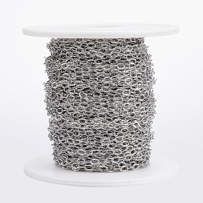 Tarnish Resistant 304 Stainless Steel Textured Cable Chains CHS-H006-01P-1