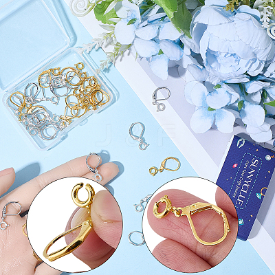 20 Pairs 2 Colors Brass Leverback Earring Findings KK-SC0007-43-1