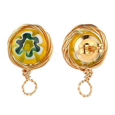 Handmade Millefiori Lampwork Earring Stud Settings and Ear Nuts EJEW-JE04418-02-1