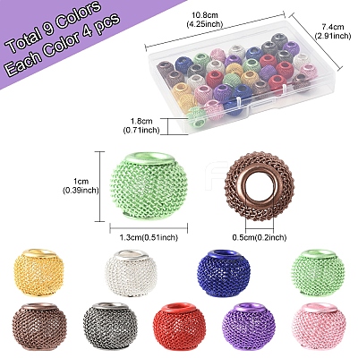 36Pcs 9 Colors Electrophoresis Iron Beads FIND-FS0004-07-1