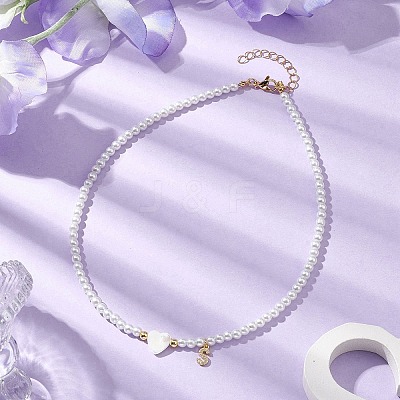 Brass Micro Pave Grade AAA Cubic Zirconia Letter Pendant Necklaces NJEW-JN04771-19-1