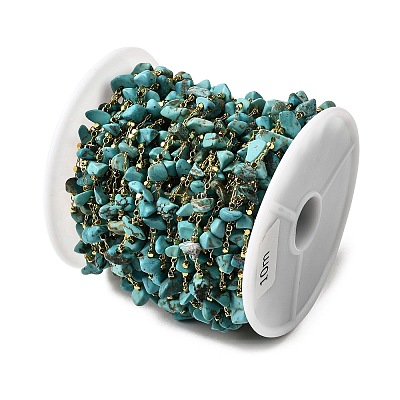 Handmade Synthetic Turquoise Chip Beaded Chains CHC-F020-10G-05-1