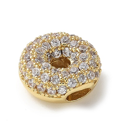 Brass Micro Pave Cubic Zirconia Beads KK-P290-61G-O-1