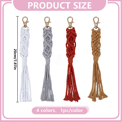 4Pcs 4 Colors Handmade Macrame Cotton Pendant Decoration HJEW-DR0001-11-1
