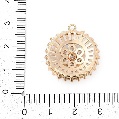 Brass Micro Pave Cubic Zirconia with Glass Pendants KK-Q026-15G-1