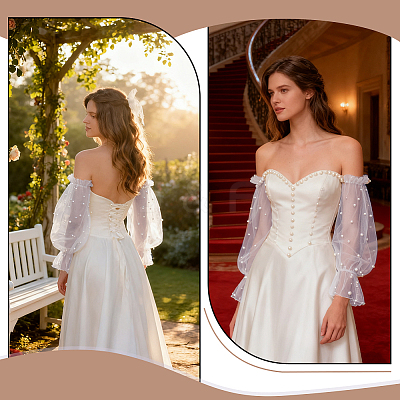 Polyester Detachable Mesh Puff Sleeves AJEW-WH0485-43B-1