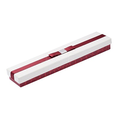 Rectangle Cardboard Necklace/Watch Boxes with Bowknot LS-CBOX-N006-01-1