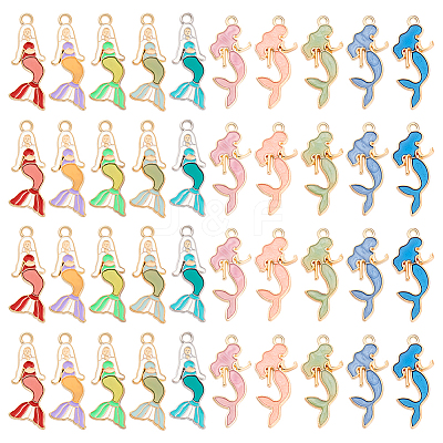 80Pcs 10 Styles Alloy Enamel Pendants ENAM-GA0001-09-1